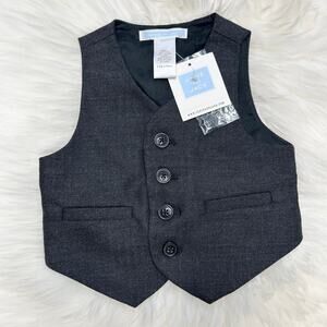 JANIE & JACK Wool Vest Baby Boy 3-6m Holiday Formal Wedding Herringbone Party